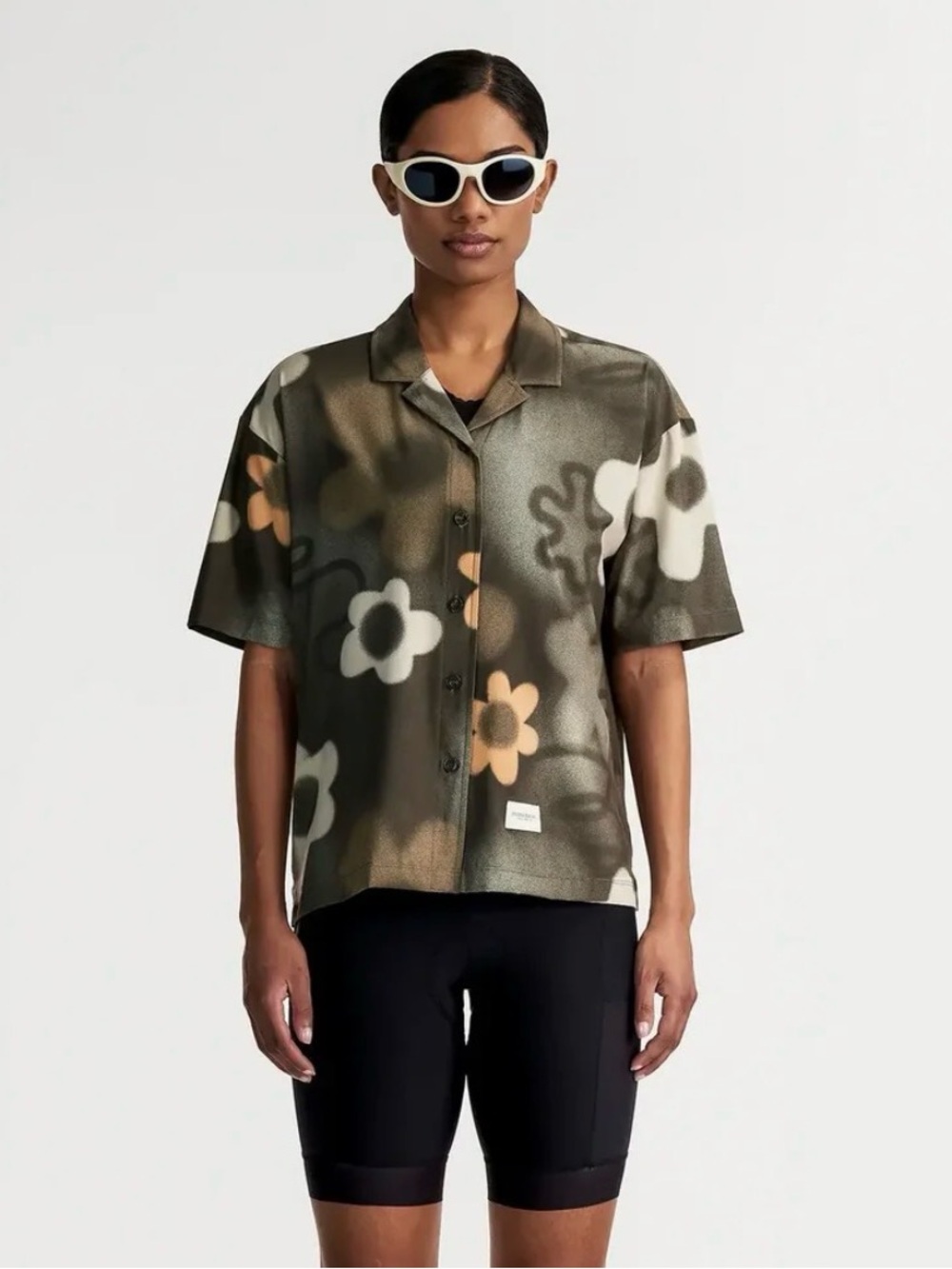 Cycling top!! Floral Print Short-Sleeve Shirt with flowers